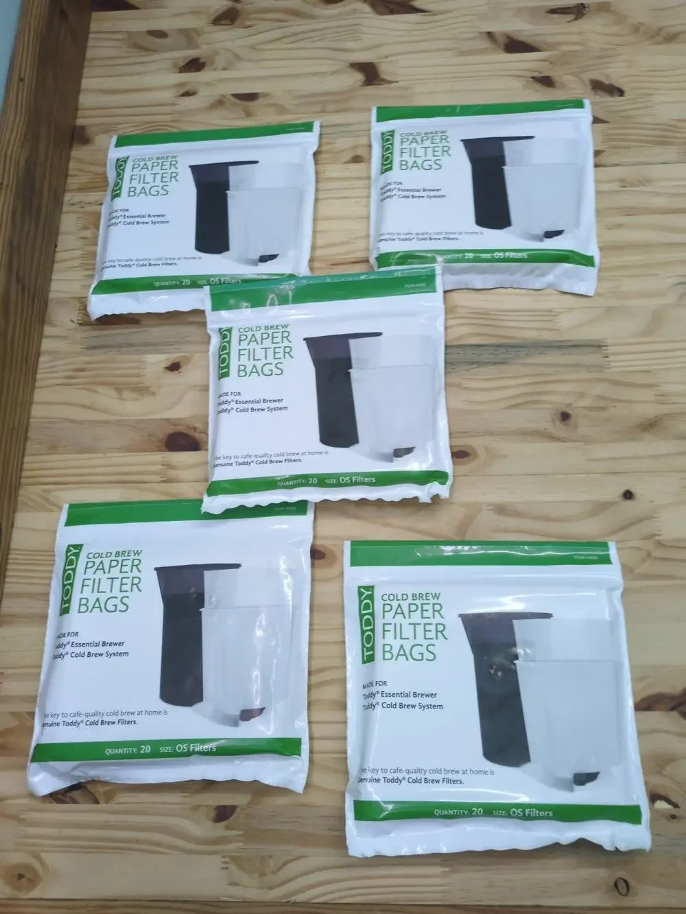 Lot of 5 Toddy Cold Brew Paper Filter Bags 100 Total Genuine Filters OEM Pack
